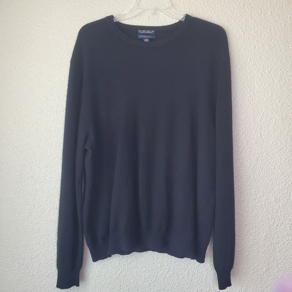 CLUB ROOM men's long-sleeved sweater size XL 100% cashmere black round neck - Picture 1 of 7